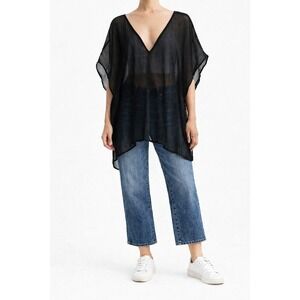 Unbranded Tunic Women OS Black Strappy Lattice Back Sheer Grunge Whimsygoth Boho